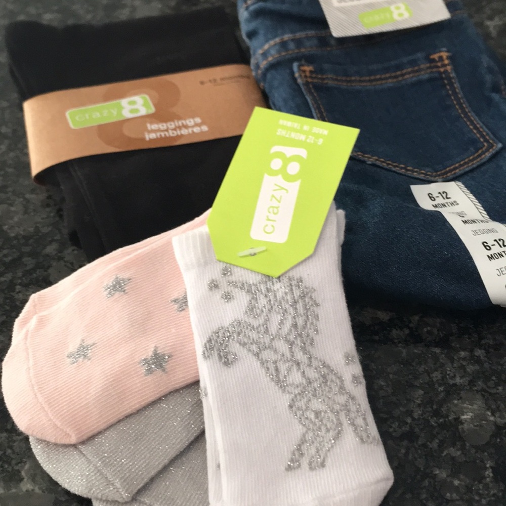 NWT crazy 8 jeggings and socks